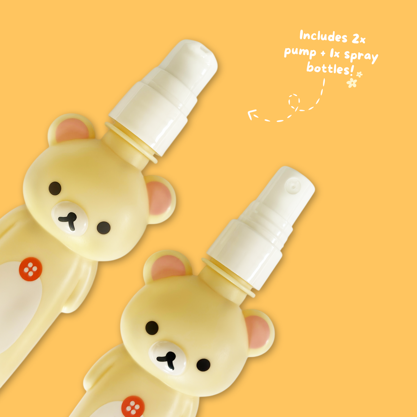 Rilakkuma 'Basic Rilakkuma Flower' Travel Bottle Set - Korilakkuma