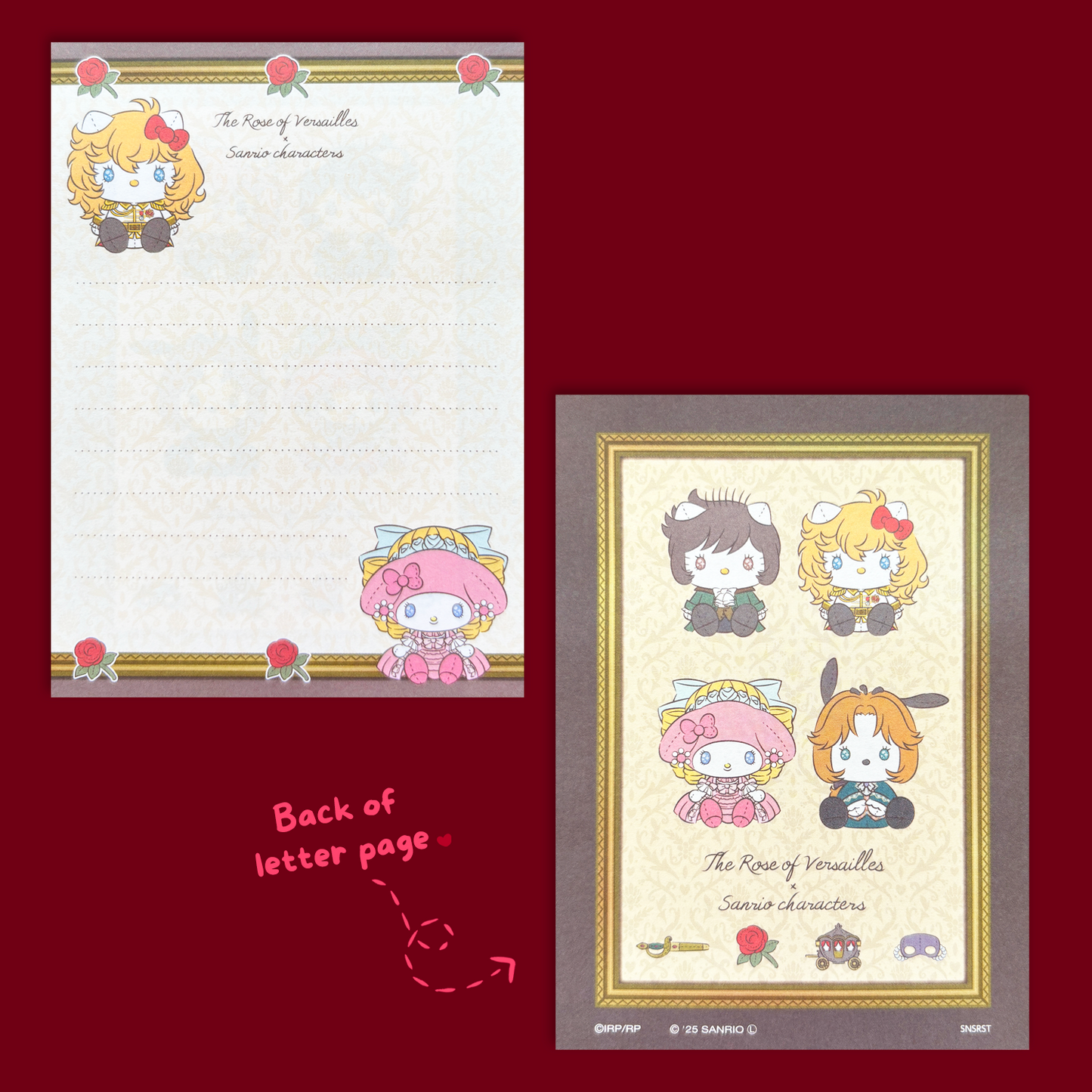 Sanrio x The Rose of Versailles Mini Letter Set
