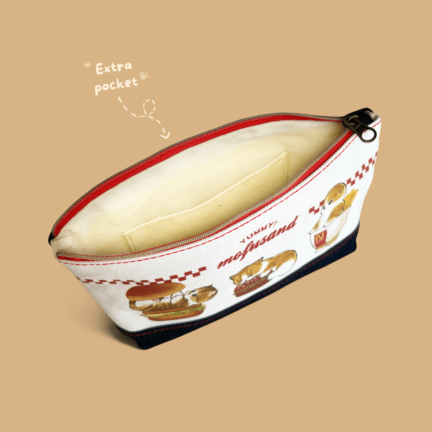 Mofusand Denim Flat Pouch - Burger Nyan - Momohana