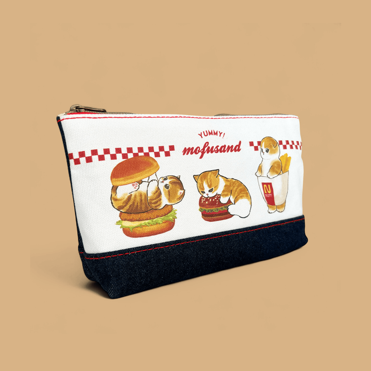 Mofusand Denim Flat Pouch - Burger Nyan - Momohana