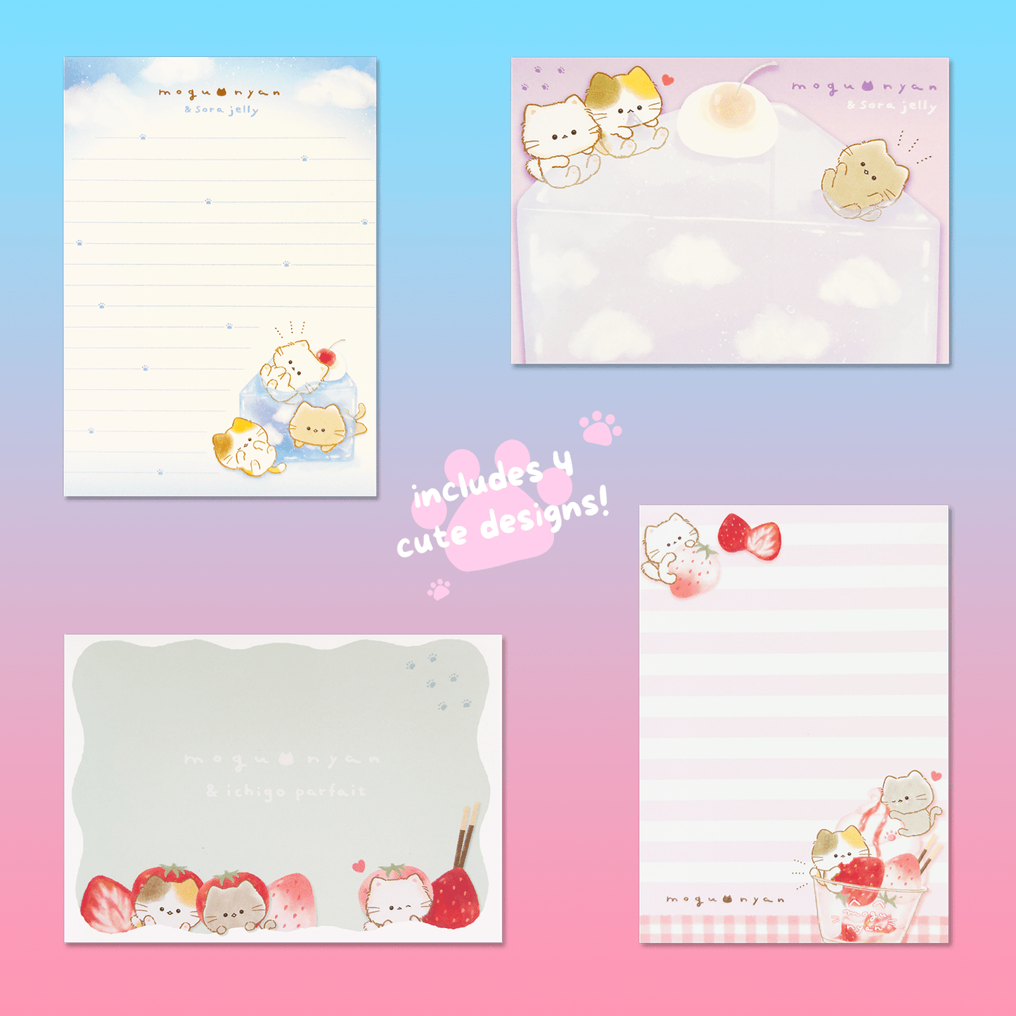 Mogunyan 'Sky Jelly' & 'Strawberry Parfait' A6 Memo Pad - Momohana