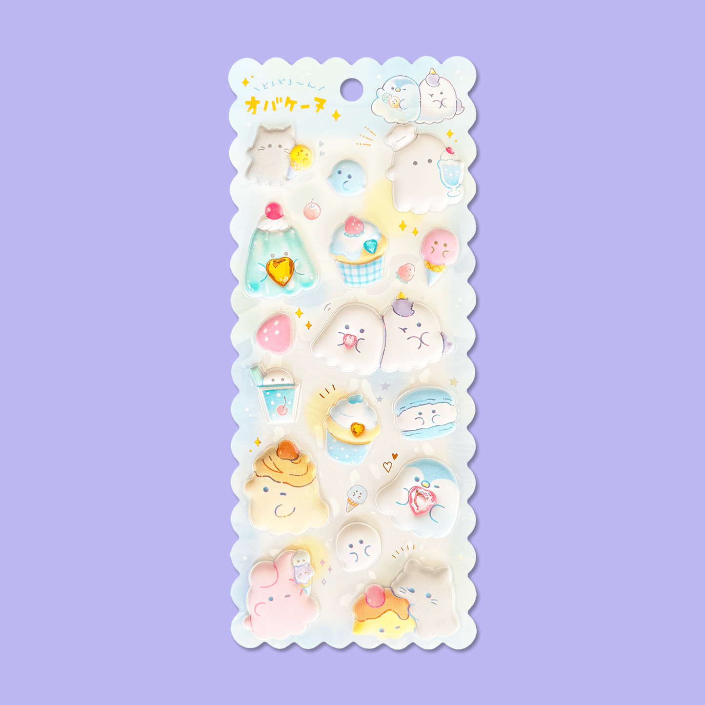 Obakenu Mochimochi Marshmallow Sticker Sheet - Sweets - Momohana