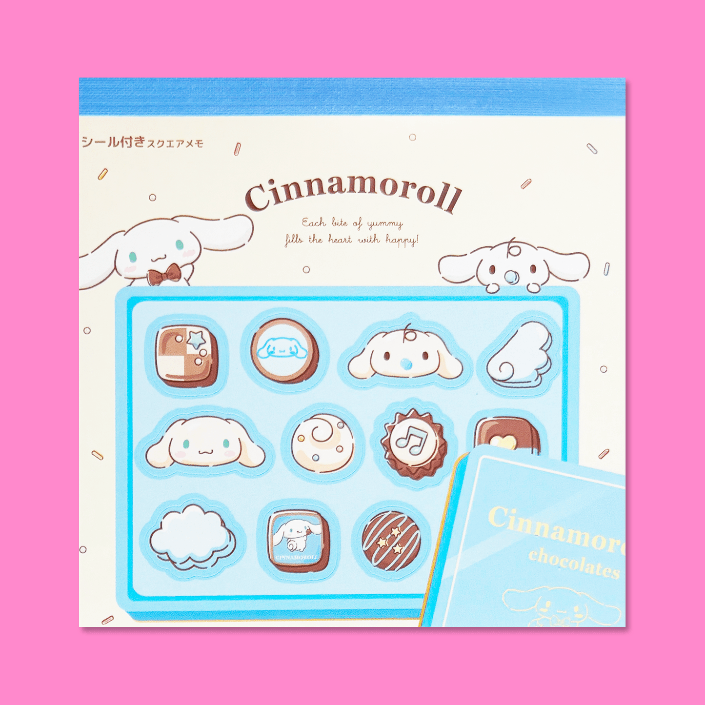 Sanrio Square Chocolate Memo Pad with Stickers - Cinnamoroll - Momohana
