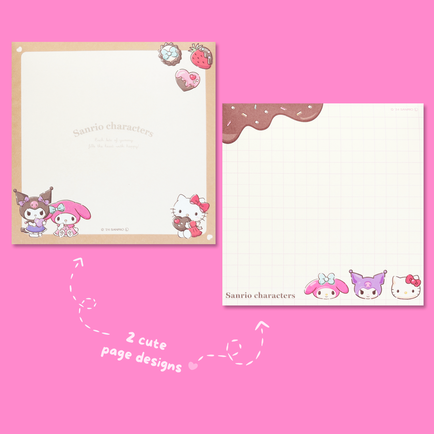 Sanrio Square Chocolate Memo Pad with Stickers - Girls - Momohana