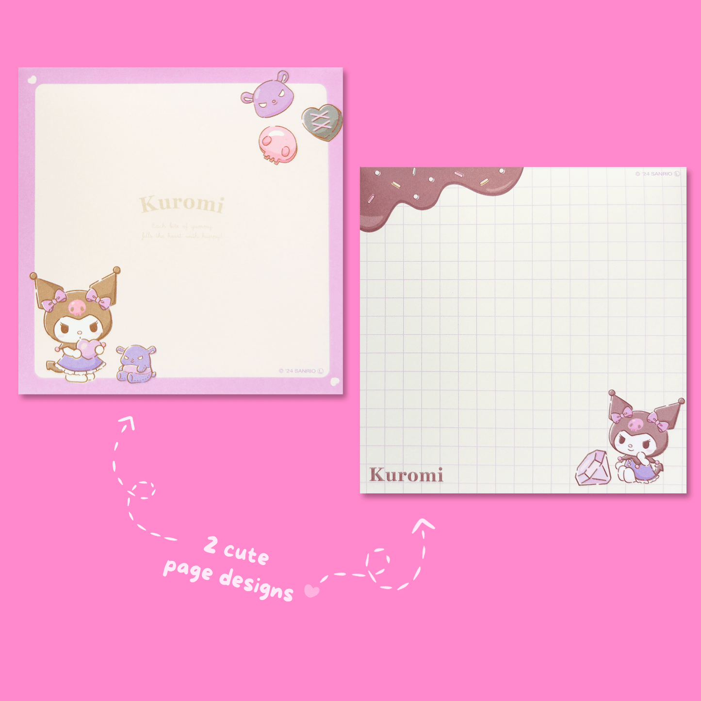 Sanrio Square Chocolate Memo Pad with Stickers - Kuromi - Momohana