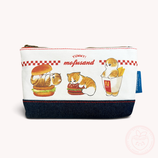 Mofusand Denim Flat Pouch - Burger Nyan