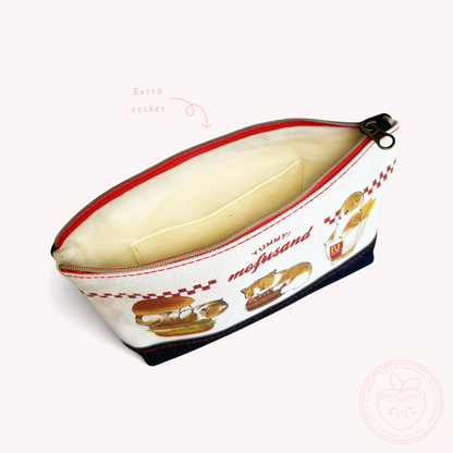 Mofusand Denim Flat Pouch - Burger Nyan