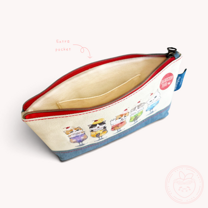 Mofusand Denim Flat Pouch - Cream Soda Nyan