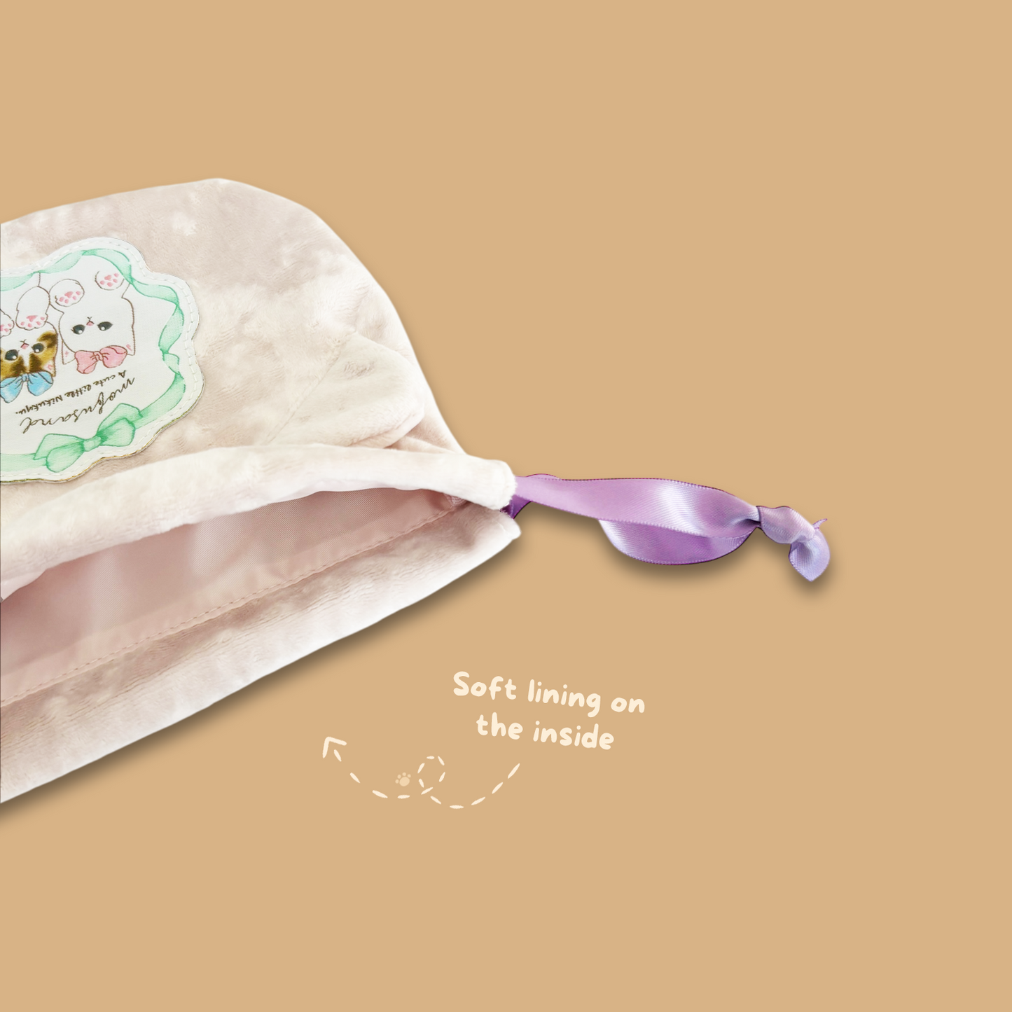 Mofusand Velvet Drawstring Pouch - Nikukyu