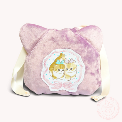 Mofusand Velvet Drawstring Pouch - Ribbon