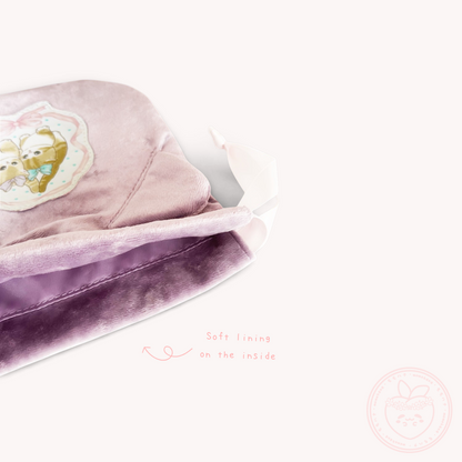 Mofusand Velvet Drawstring Pouch - Ribbon