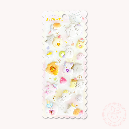 Obakenu Mochimochi Marshmallow Sticker Sheet - Cafe