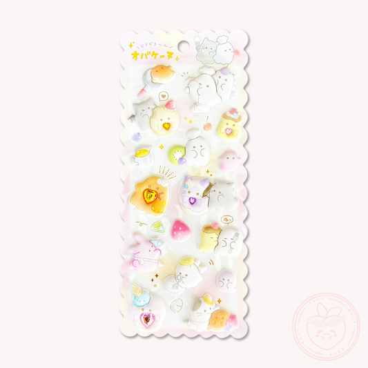 Obakenu Mochimochi Marshmallow Sticker Sheet - Cafe