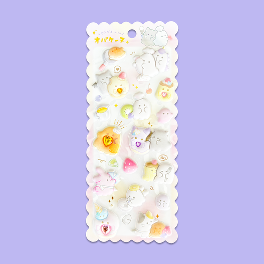 Obakenu Mochimochi Marshmallow Sticker Sheet - Cafe