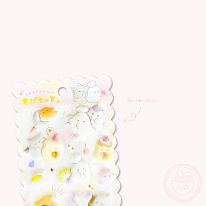 Obakenu Mochimochi Marshmallow Sticker Sheet - Cafe