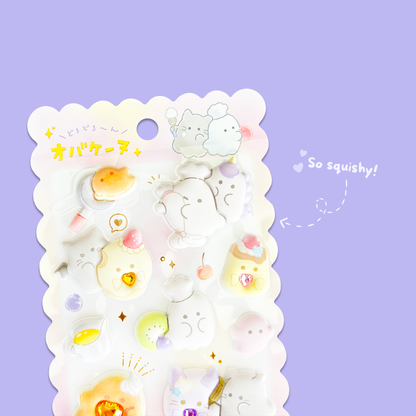 Obakenu Mochimochi Marshmallow Sticker Sheet - Cafe