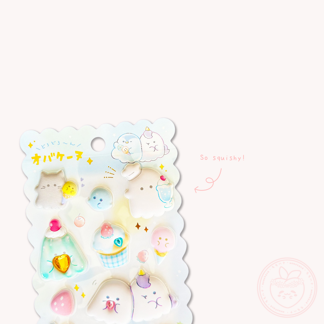 Obakenu Mochimochi Marshmallow Sticker Sheet - Sweets