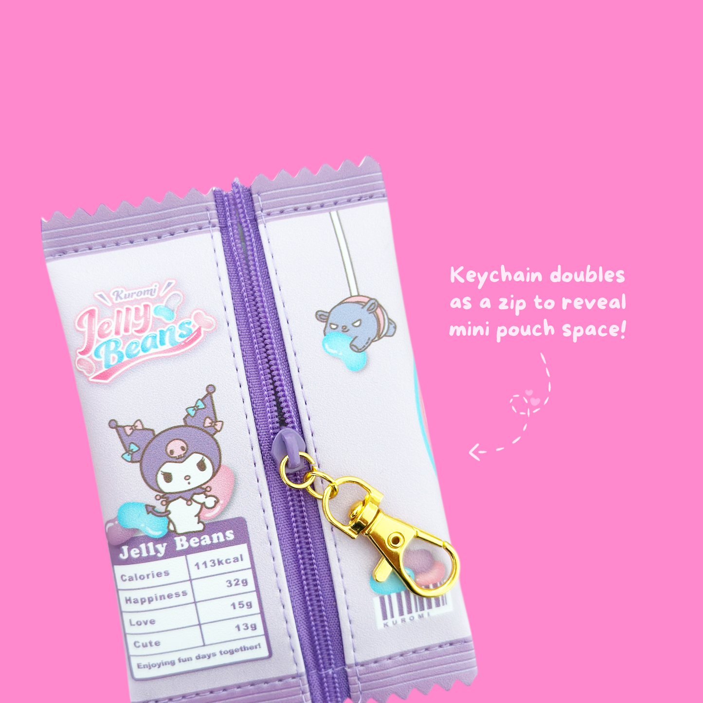 Sanrio Sweet Wrapper Keyring Pouch - Kuromi