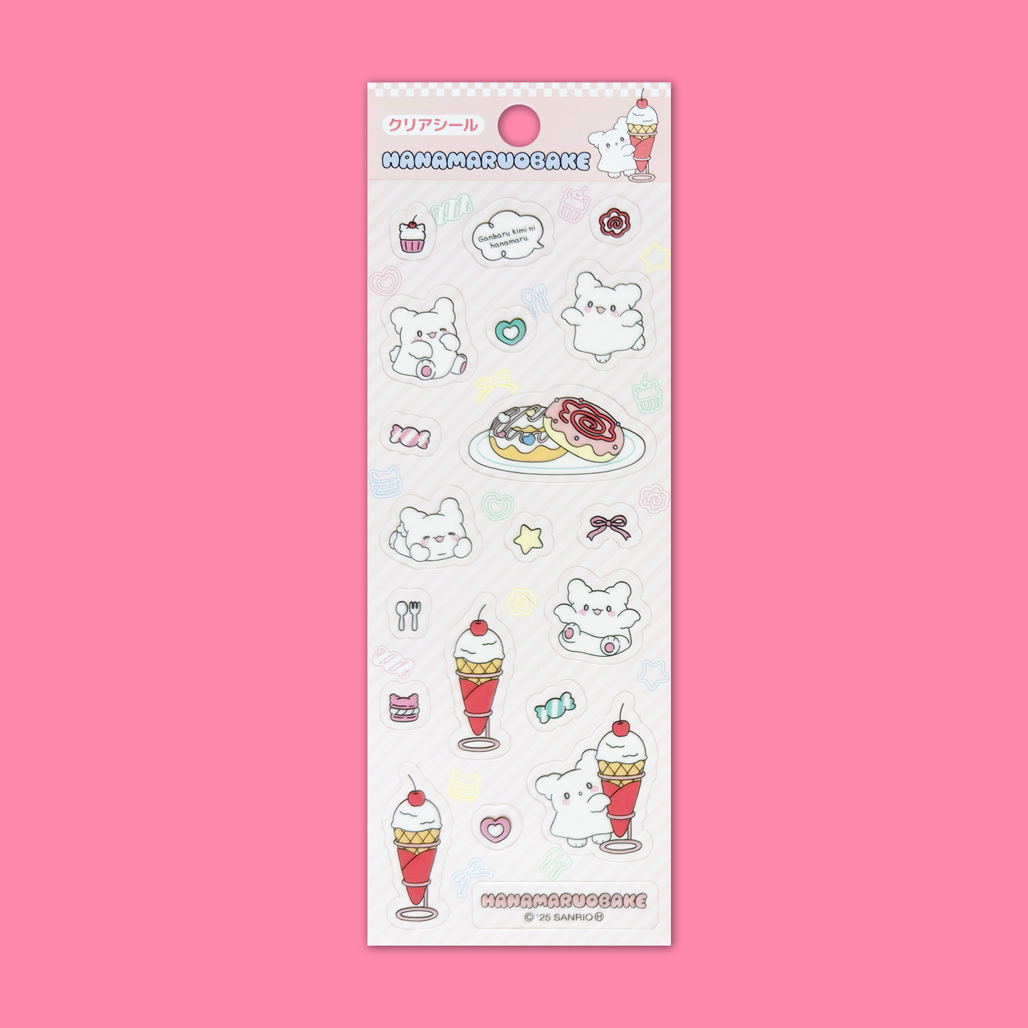 Sanrio Hanamaruobake Sweets Sticker Sheet - Pink