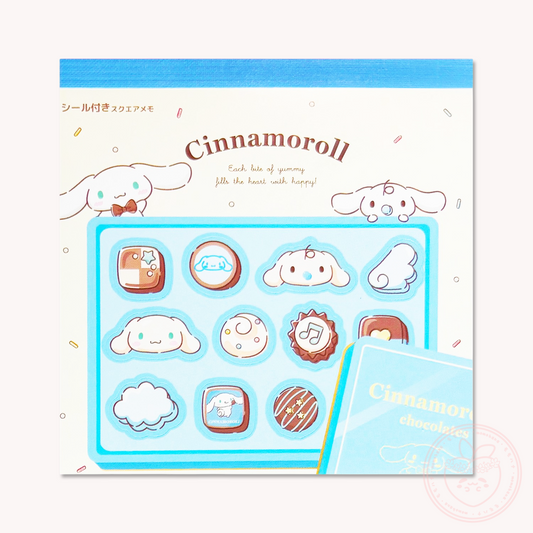 Sanrio Square Chocolate Memo Pad with Stickers - Cinnamoroll