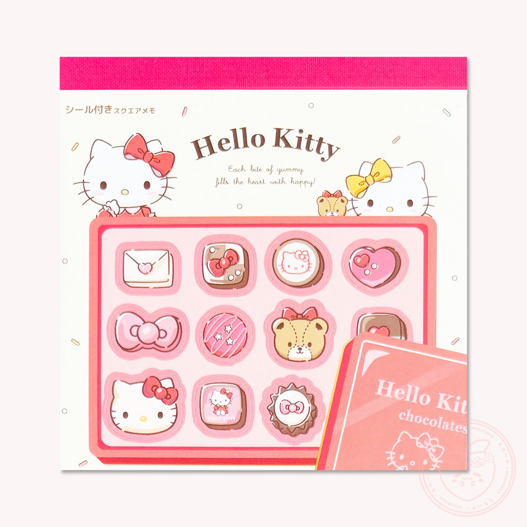 Sanrio Square Chocolate Memo Pad with Stickers - Hello Kitty