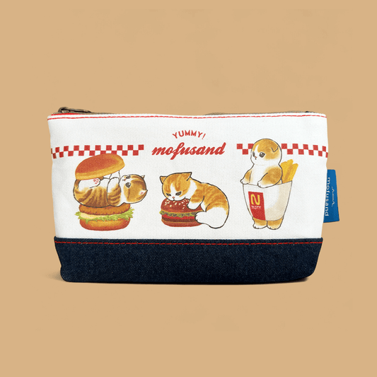 Mofusand Denim Flat Pouch - Burger Nyan - Momohana