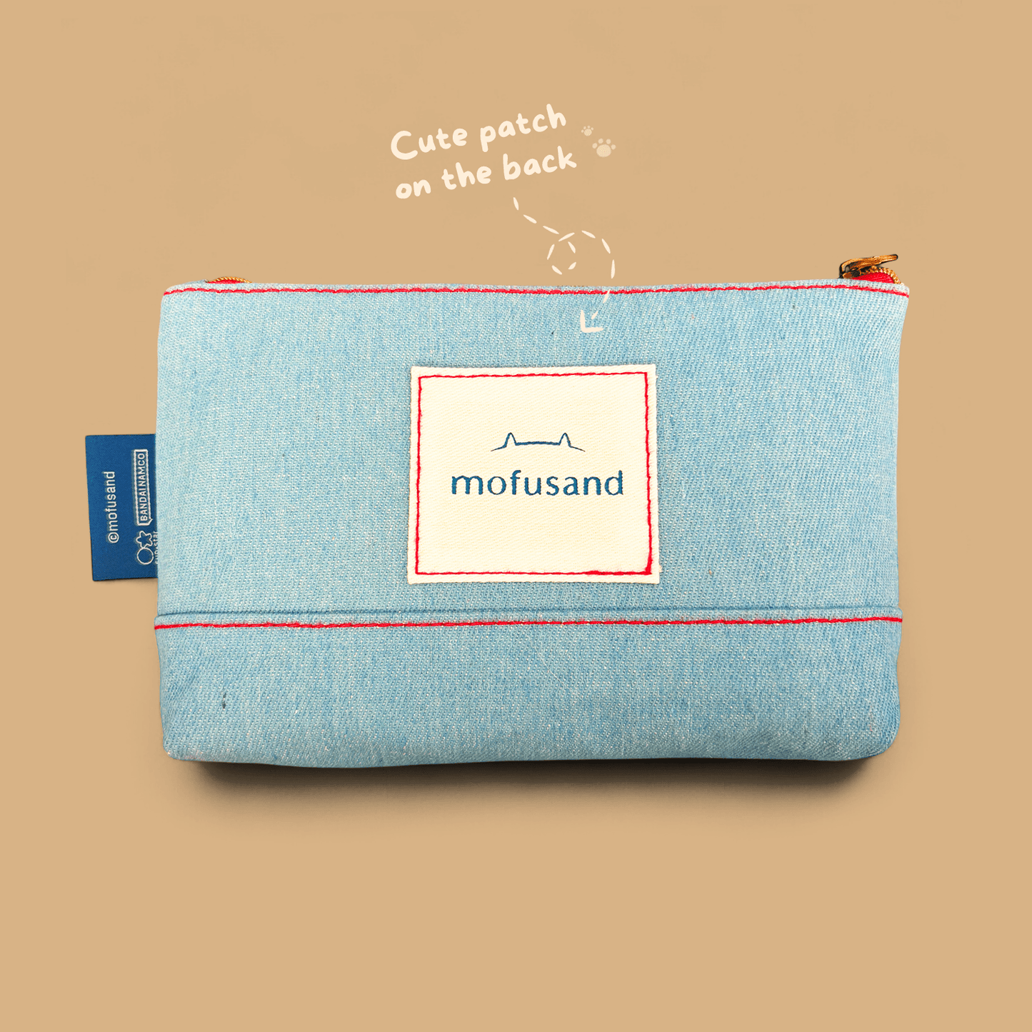 Mofusand Denim Flat Pouch - Cream Soda Nyan - Momohana