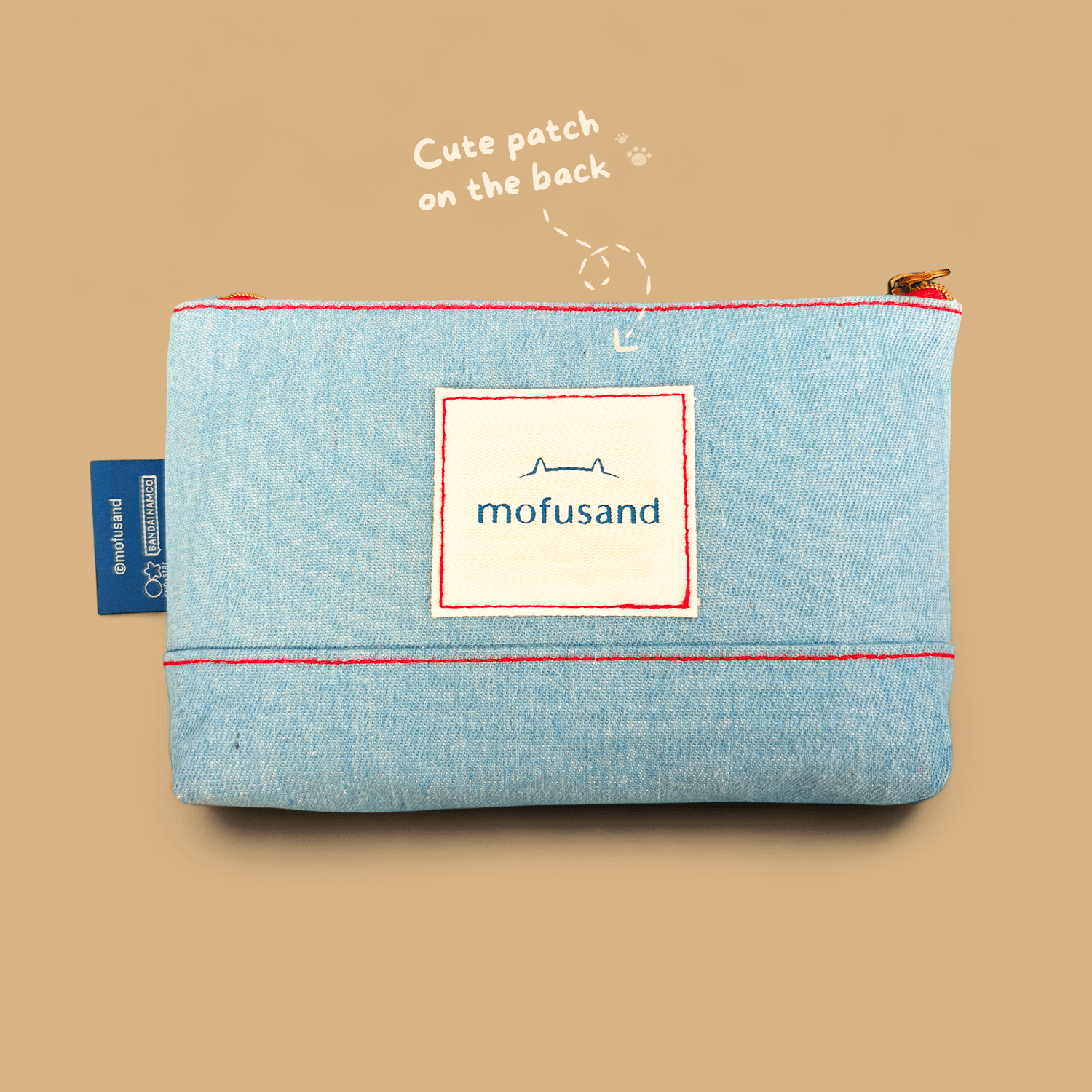 Mofusand Denim Flat Pouch - Cream Soda Nyan - Momohana