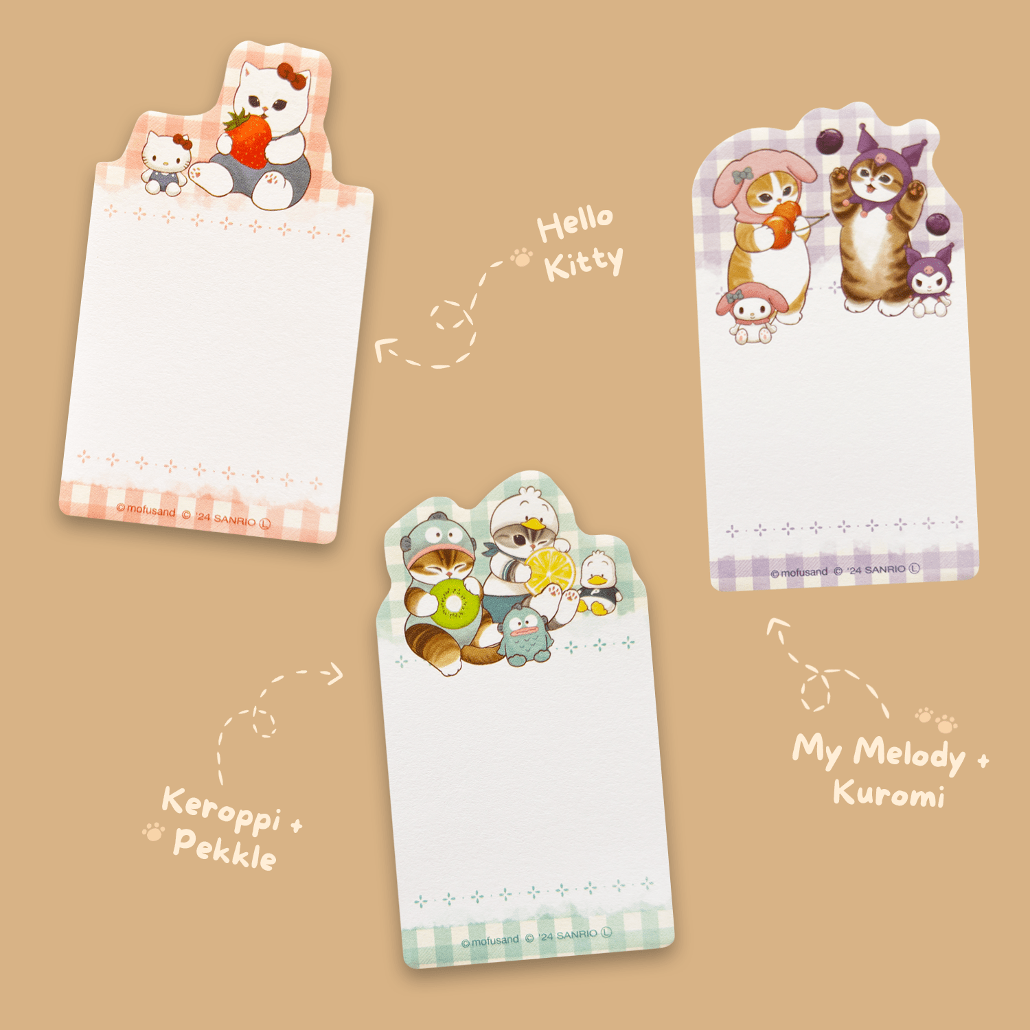 Mofusand x Sanrio Die - cut Sticky Notes - Check - Momohana