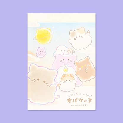Obakenu Mini Memo Pad - Cat Meeting - Momohana