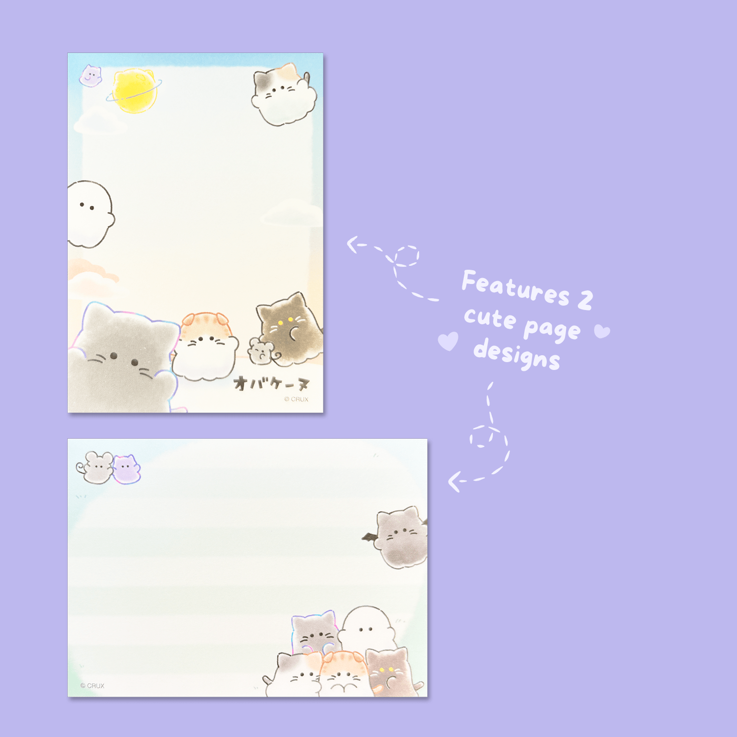 Obakenu Mini Memo Pad - Cat Meeting - Momohana