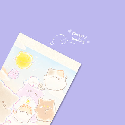 Obakenu Mini Memo Pad - Cat Meeting - Momohana
