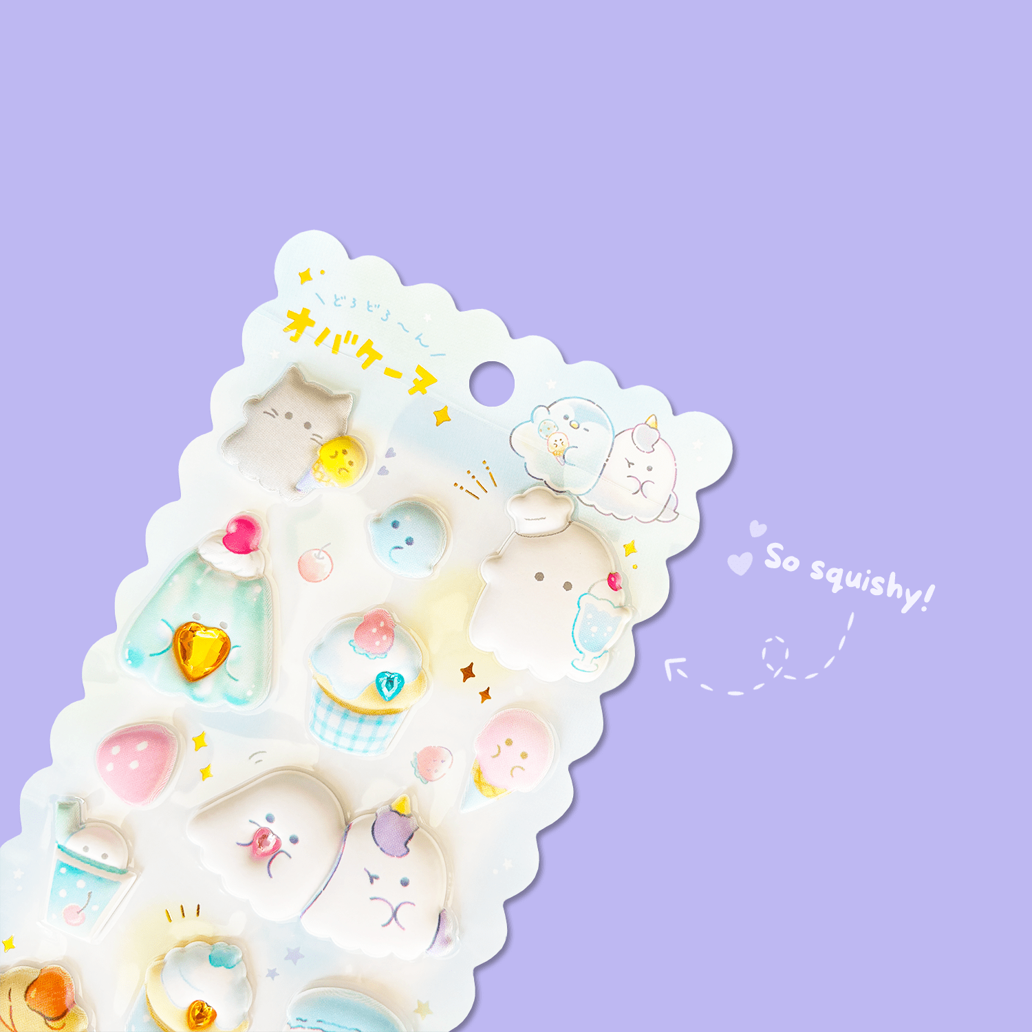 Obakenu Mochimochi Marshmallow Sticker Sheet - Sweets - Momohana