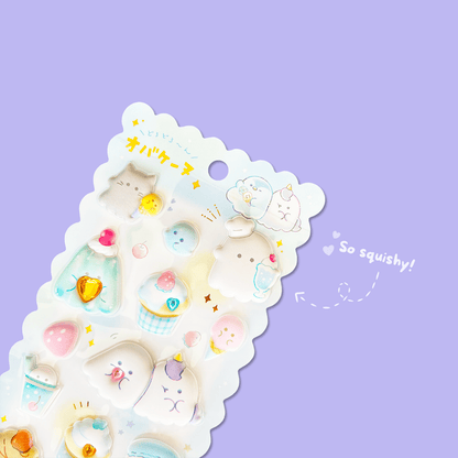 Obakenu Mochimochi Marshmallow Sticker Sheet - Sweets - Momohana