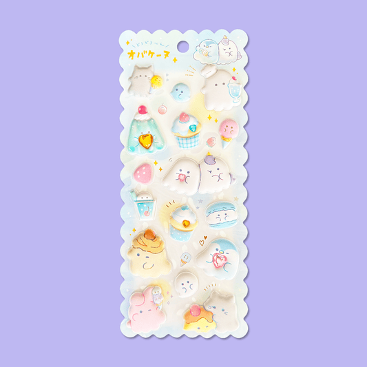 Obakenu Mochimochi Marshmallow Sticker Sheet - Sweets - Momohana