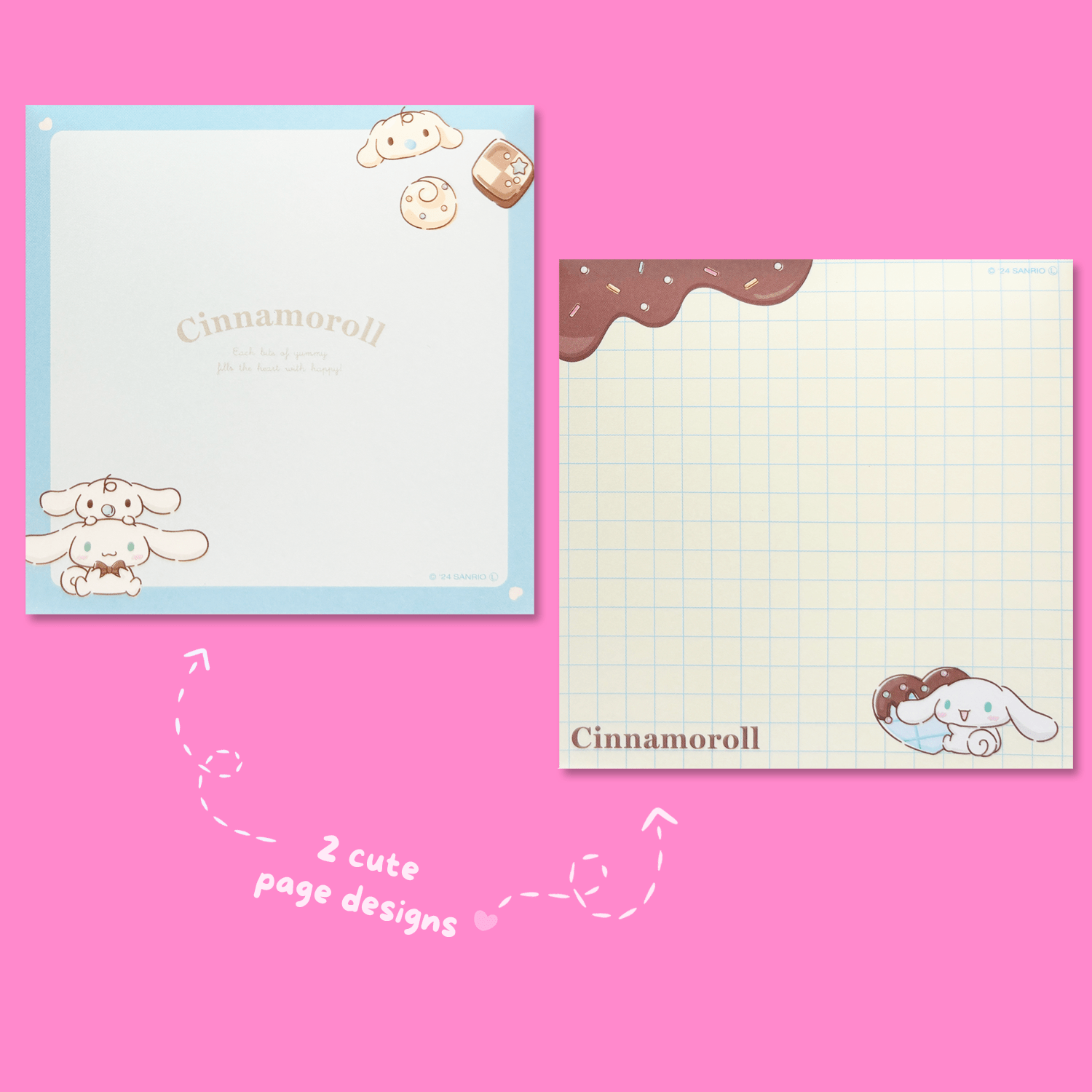Sanrio Square Chocolate Memo Pad with Stickers - Cinnamoroll - Momohana