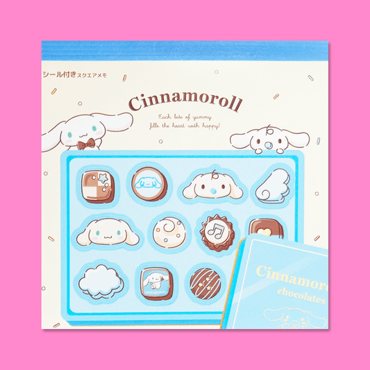 Sanrio Square Chocolate Memo Pad with Stickers - Cinnamoroll - Momohana