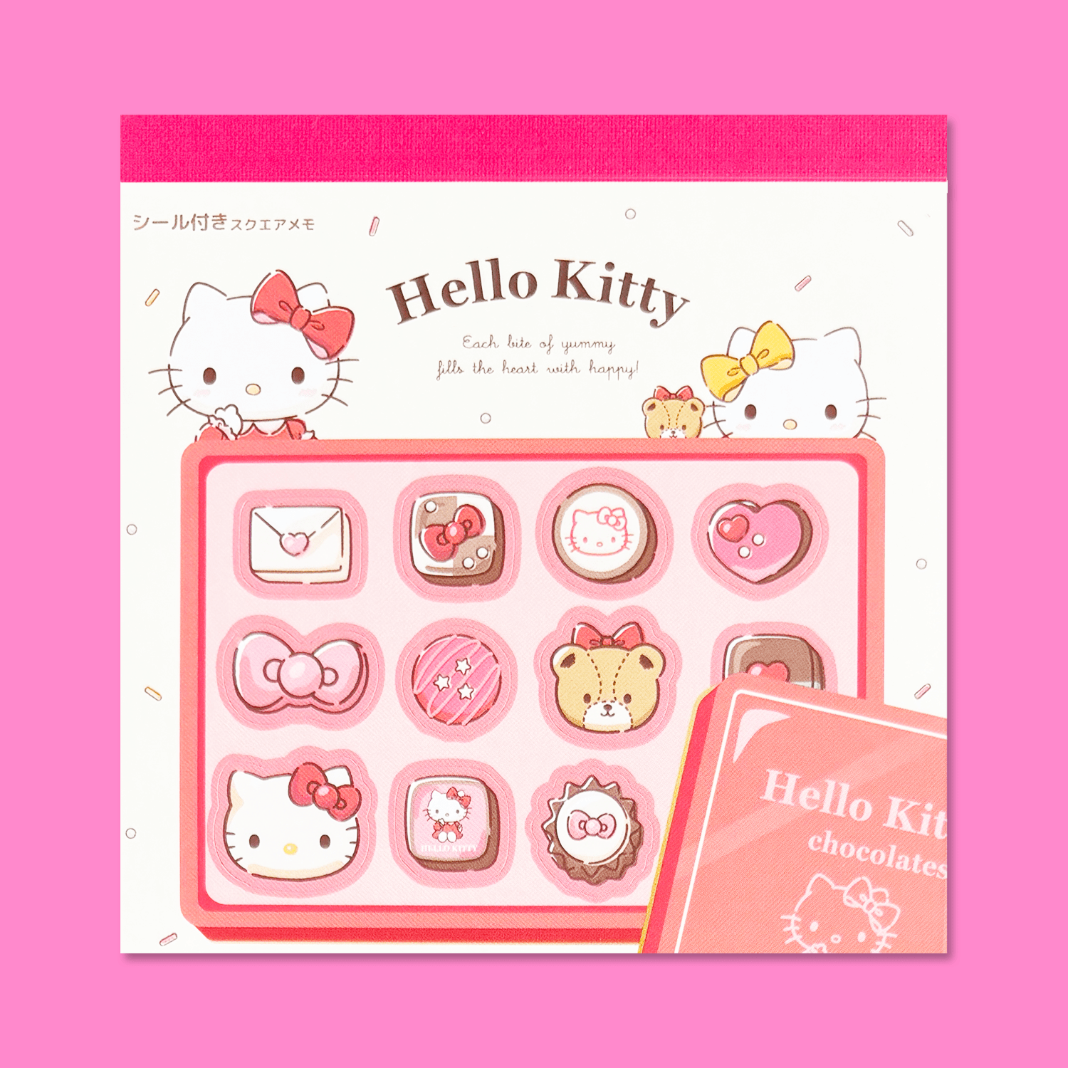 Sanrio Square Chocolate Memo Pad with Stickers - Hello Kitty - Momohana
