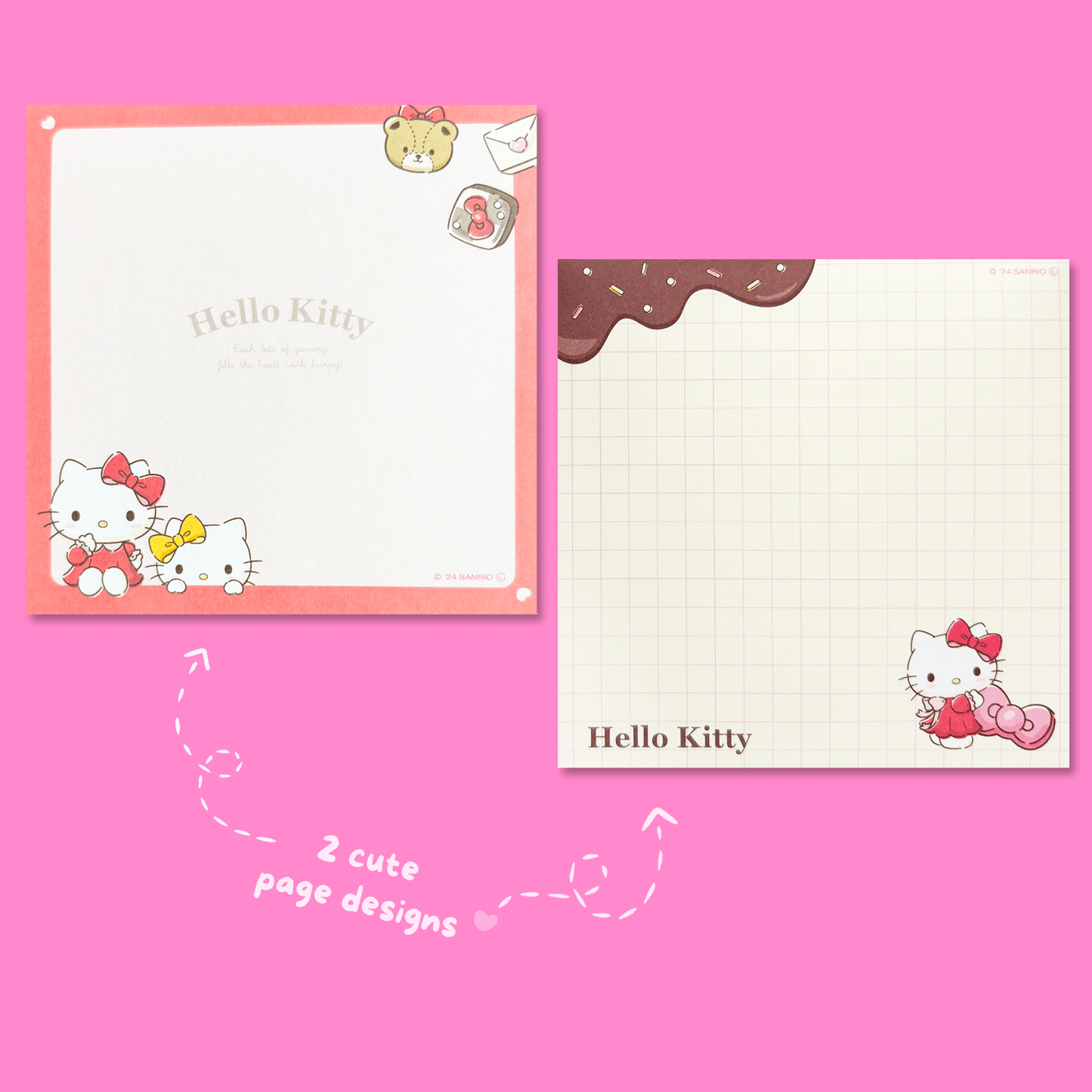 Sanrio Square Chocolate Memo Pad with Stickers - Hello Kitty - Momohana